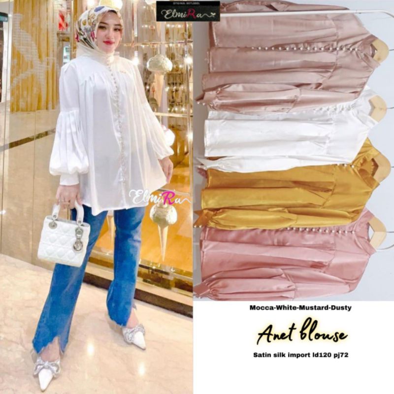 ANET BLOUSE BY ELMIRA (BLOUSE MUSLIMAH) Blouse wanita satin