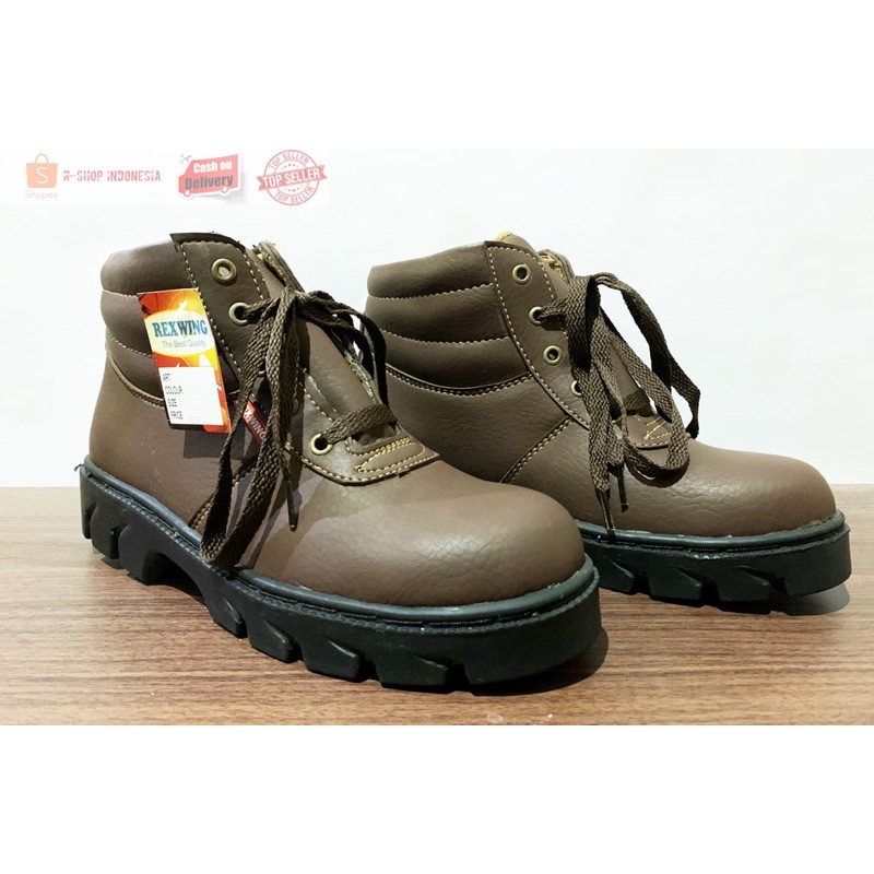 SEPATU SAFETY UJUNG BESI SEPATU KULIT SEPATU PRIA SOL KARET KUAT REXWING (RX 01)