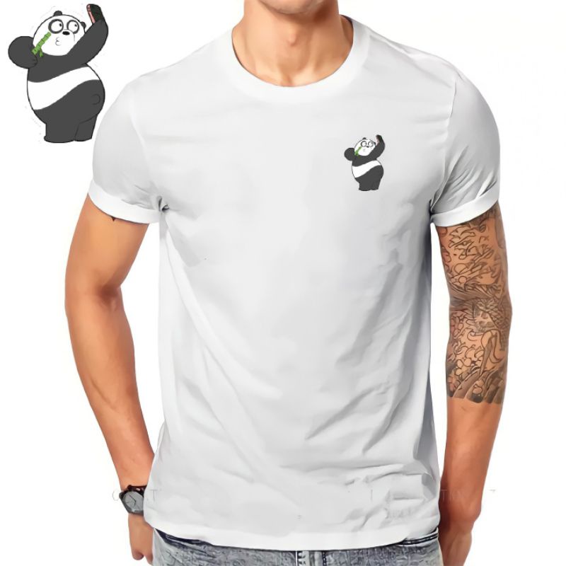 Hokyshop92 Kaos Distro Pria Panda Lengan Pendek Tshirt Baju Oblong Lelaki Dewasa Cod