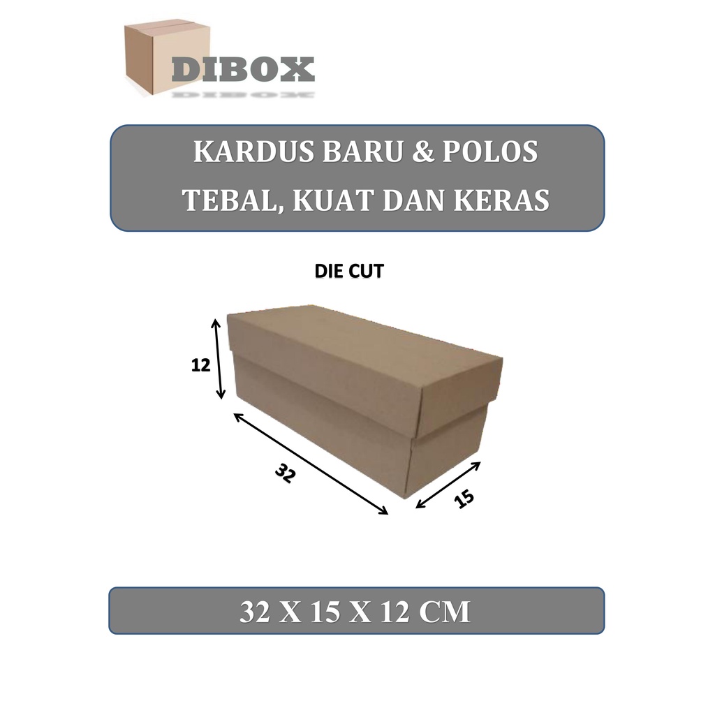 

KARDUS/KARTON DIE CUT BOX POLOS 32 x 15 x 12 CM TOP BOTTOM SINGLE WALL