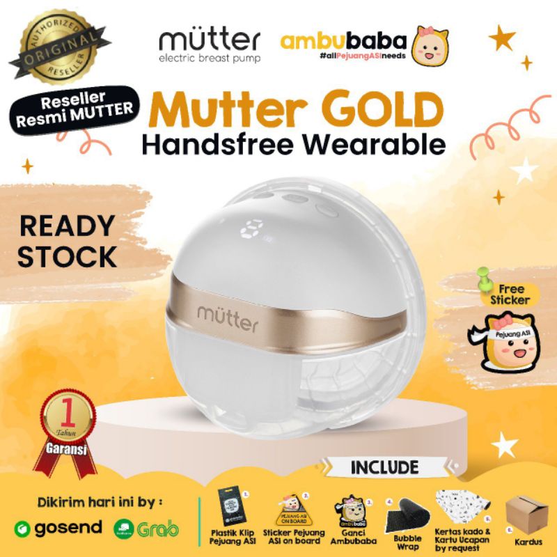 Mutter Gold Handsfree Wearable Breast Pump Pompa ASI Elektrik Hands Free Rechargeable