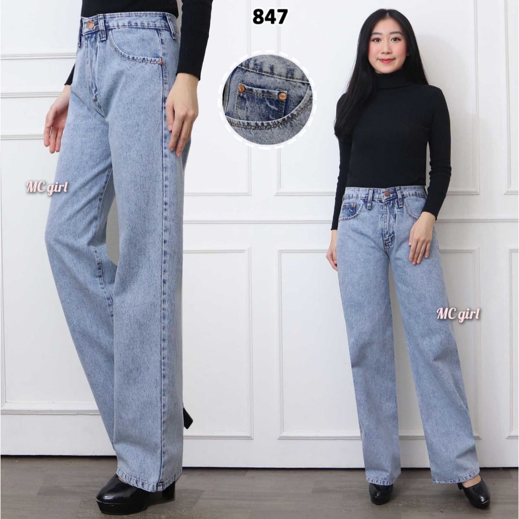 MC girl - Kulot Panjang Jeans Wanita / Celana Jeans Kulot Boyfriend / Kaki Lebar