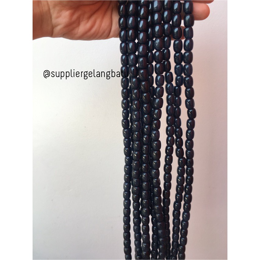 bahan renceng batu agate tabung 8mm biru dongker dark blue akik alam bahan aksesoris craft kerajinan