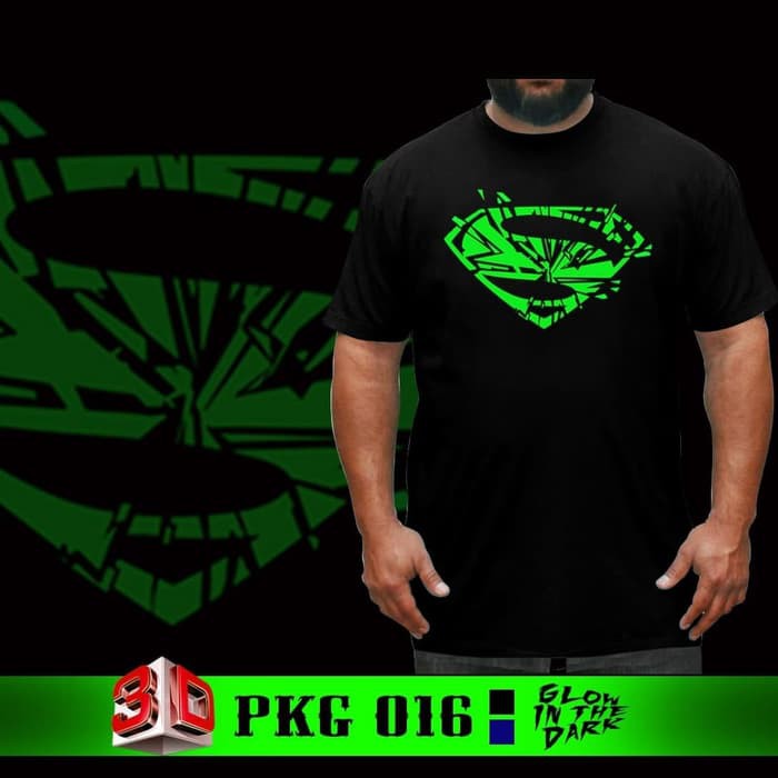 Kaos Tshirt Baju Superman Pecah Glow Jumbo Big Size Rhymes Import XL-XXXL Premium