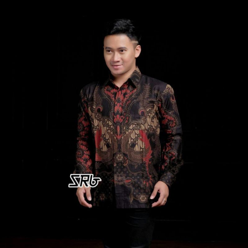 Batik Pria Lengan Panjang BATIK BERKAH HRB026 motif KERATONAN Kode 002 size M L XL XXL Reguler-LASEM
