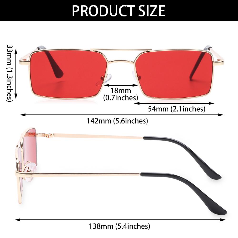 R-flower Retro Rectangle Sunglasses Fashion Bingkai Logam Untuk Wanita Dan Pria Bingkai Kecil