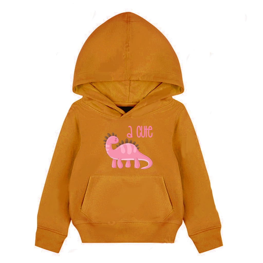 Hoodie Anak Pink Dino Cute  Sweater Pakaian Fleece Anak M - XL