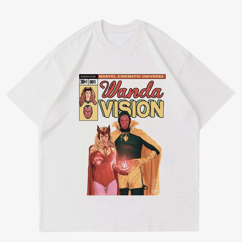 T-shirt | Oversize | KAOS WANDA VISION VINTAGE| T-SHIRT MARVEL COMICS FILM | KAOS BAJU HITAM PRIA | 