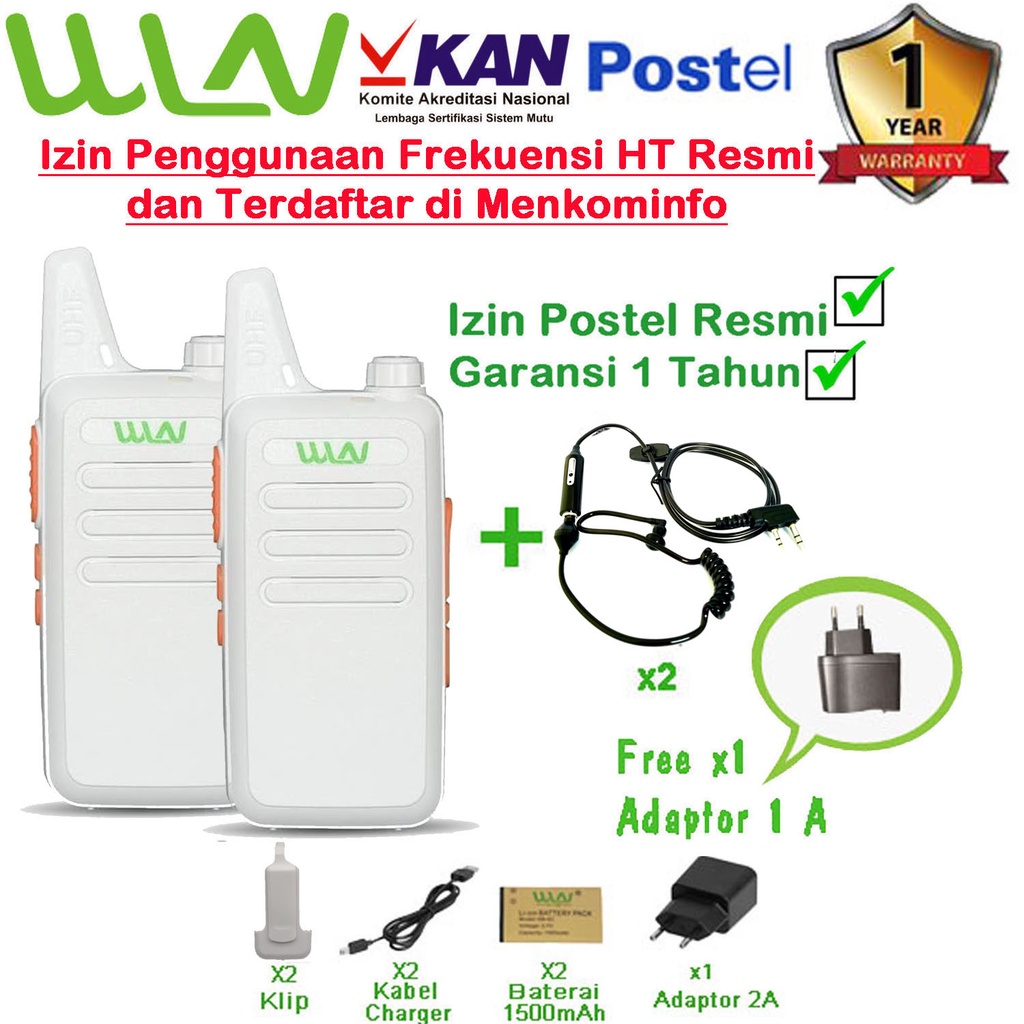 PAKET HANDSFREE FBI HT WLN KD-C1 VARIASI HITAM, MERAH,PUTIH - Isi 2 pcs