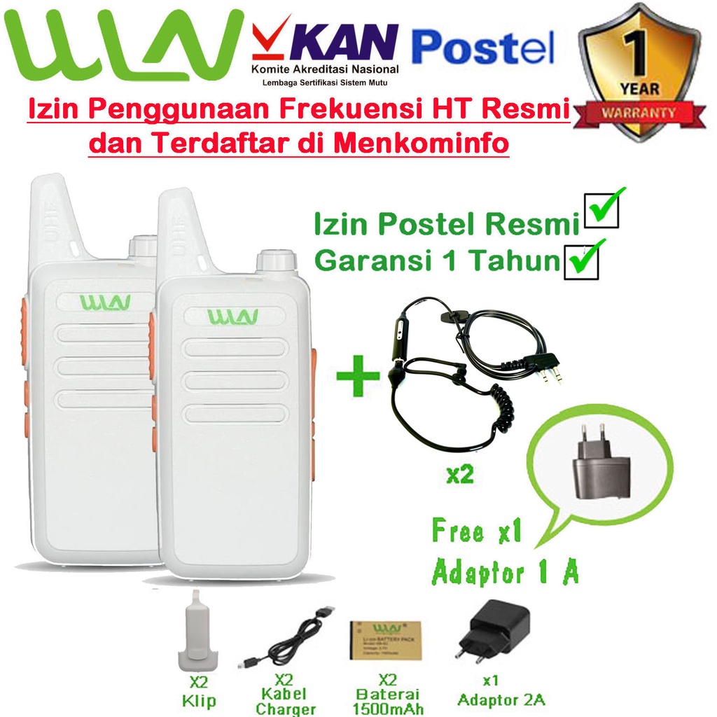 Paket FBI HT WLN KD - C1 VARIASI HITAM,MERAH,PUTIH (Isi 2pcs) Tanpa Charger Desktop