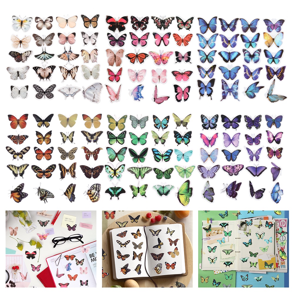 Butterfly Stiker Motif Kupu-Kupu Anti Air Untuk Dekorasi Diary DIY Butterfly