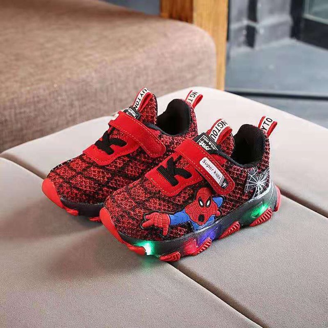 Sepatu sneaker spiderman LED size 21-30