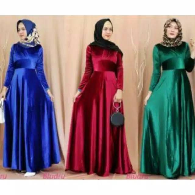 627# Longdress Bludru 627 Premium High Quality Gaun Pesta Muslim bisa untuk Berhijab Gaun Malam 700g