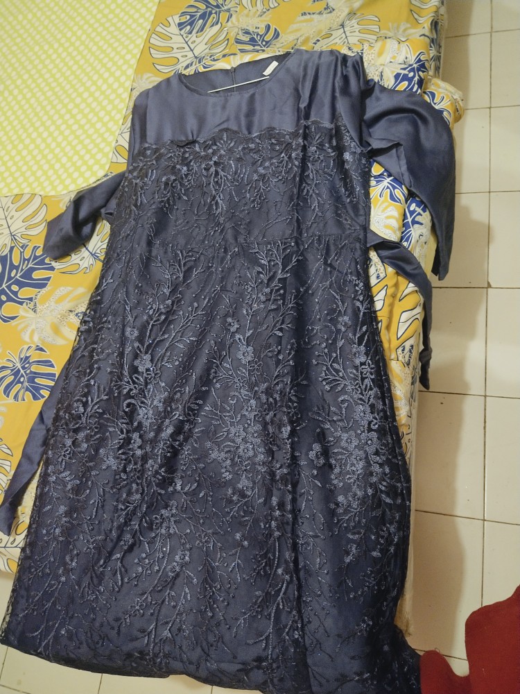 Batik Couple Sadewo Lengan Pendek Gamis Brokat Lebaran