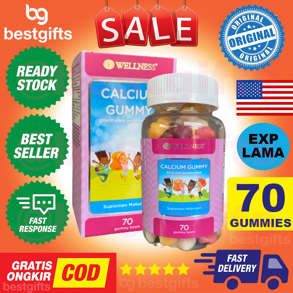 WELLNESS CALCIUM GUMMY 70 GUMMIES - VITAMIN ANAK PERTUMBUHAN TINGGI BADAN TULANG KUAT SEHAT