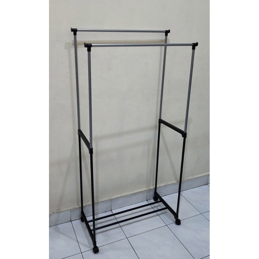 Rak Gantungan Jemuran baju Handuk Double Rod Rack