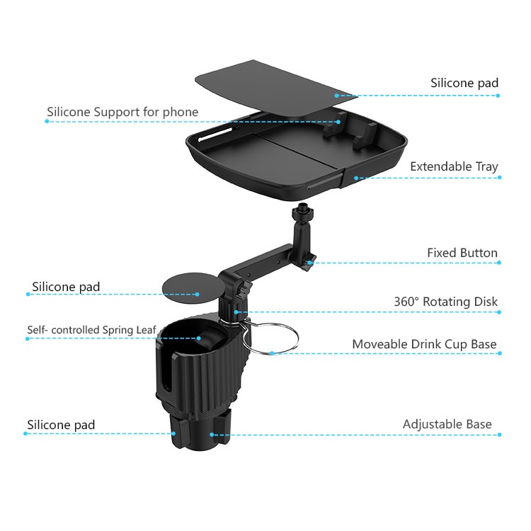 Meja Nampan Holder Gelas / Ponsel Universal Fungsi Rotasi Untuk Mobil