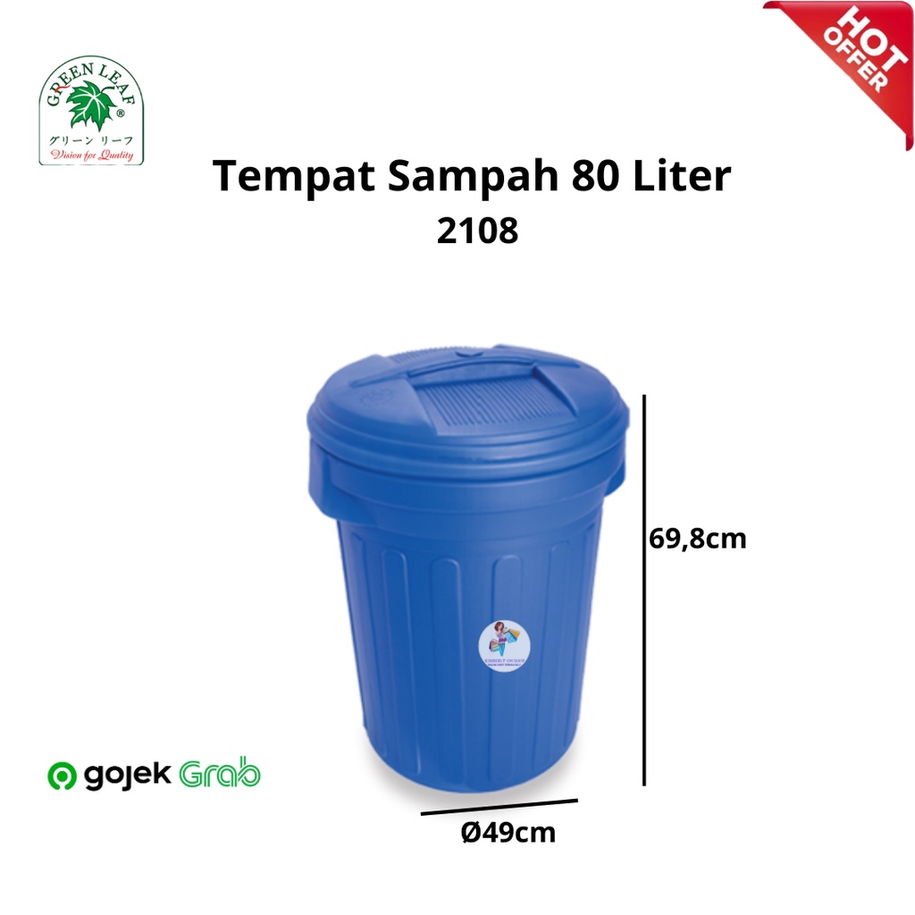 Tempat Sampah BIO Dustbin HERCULES 80 Liter 2108 Green Leaf