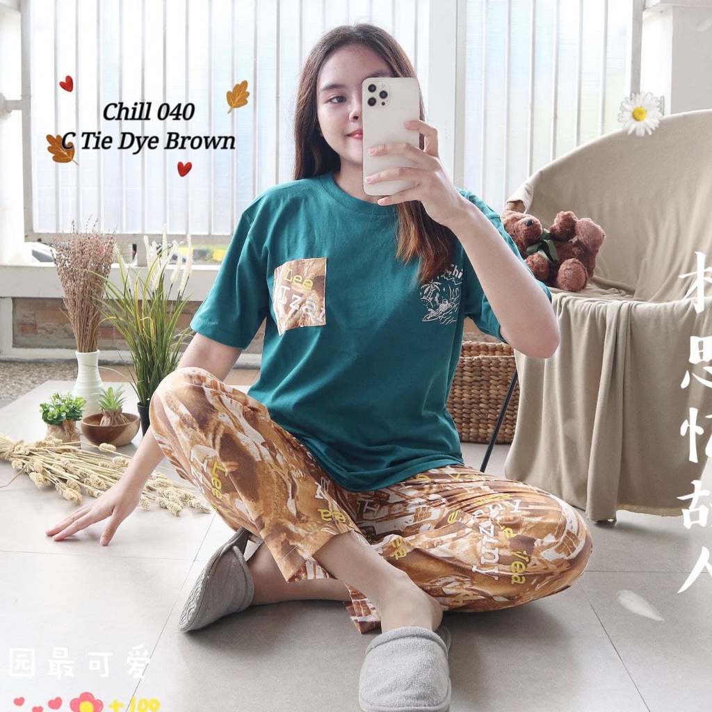 IZANY Piyama Dewasa Size S/ CP Atasan kaos Tebal-CHILL 040 TIEDYE BRO