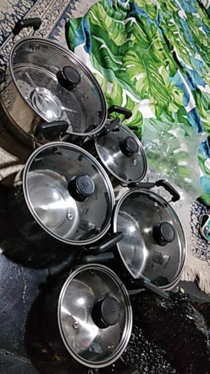 Panci Set5 Pcs Tutup Kaca Panci Set Stainless Steel Panci Beranak Ada Kukusan Murah Pabrikwps