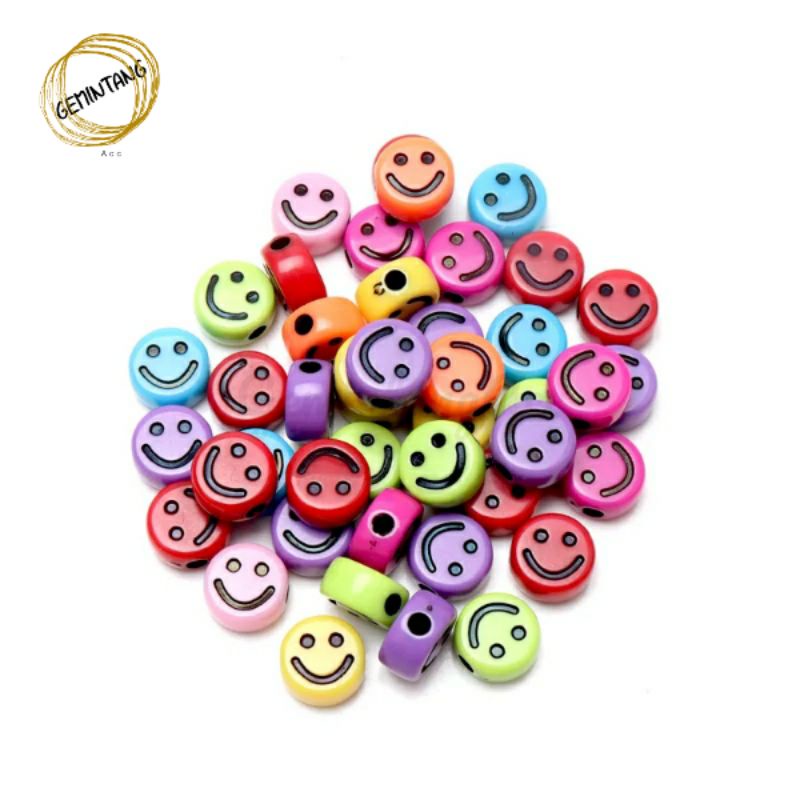 [ 35pcs] Manik Manik Smile Emoji Mute Senyum Bahan Membuat Gelang Bahan Meronce