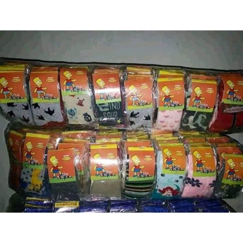 1 lusin kaos kaki anak TK-sd motif RANDOM paket usaha