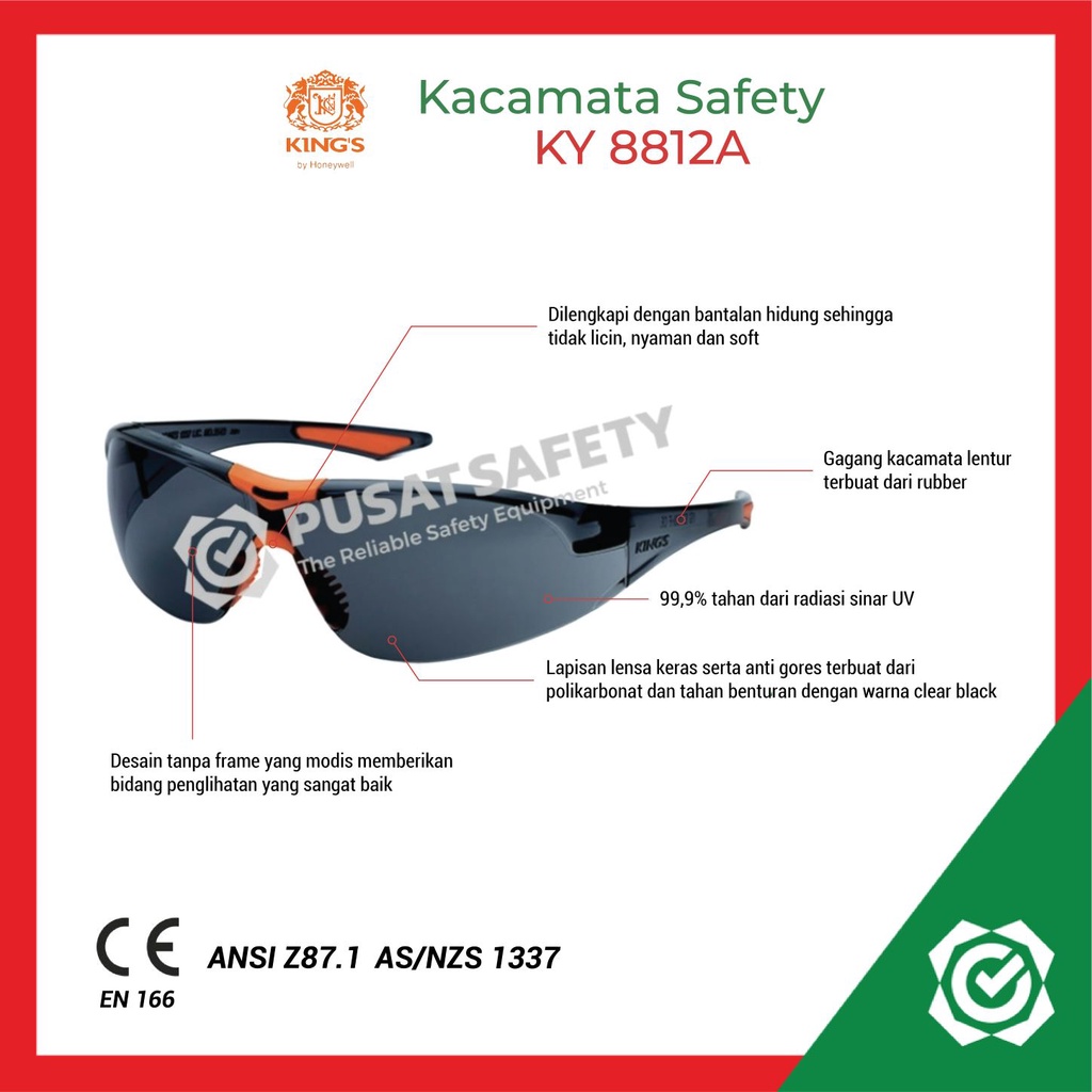 Kacamata Safety Kerja Proyek Kings KY8812A