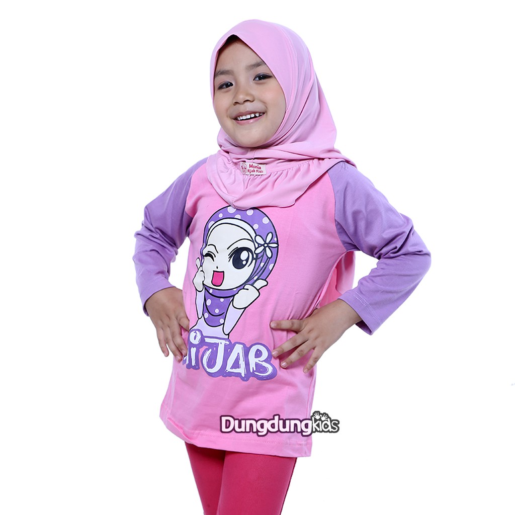  BAJU  KAOS ANAK  MUSLIM HIJAB  PEREMPUAN  CEWEK LENGAN PANJANG 