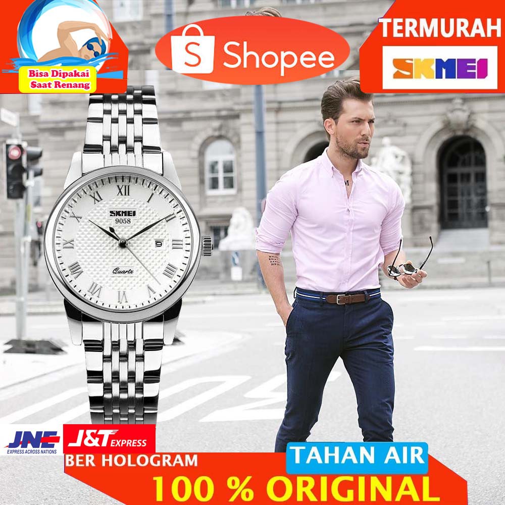 ORIGINAL SKMEI Jam Tangan Analog - 9058  CS [Pria] [Putih]