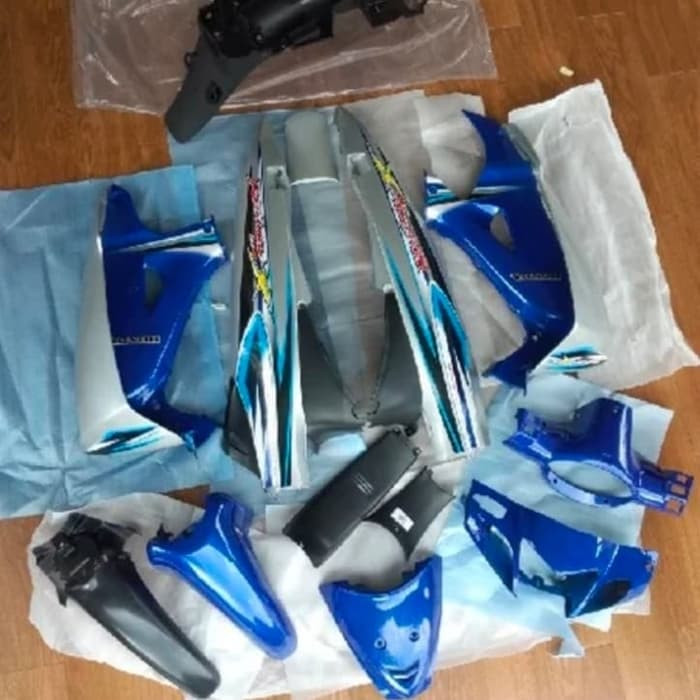 cover body full set motor Honda karisma x 125 biru silver karisma x