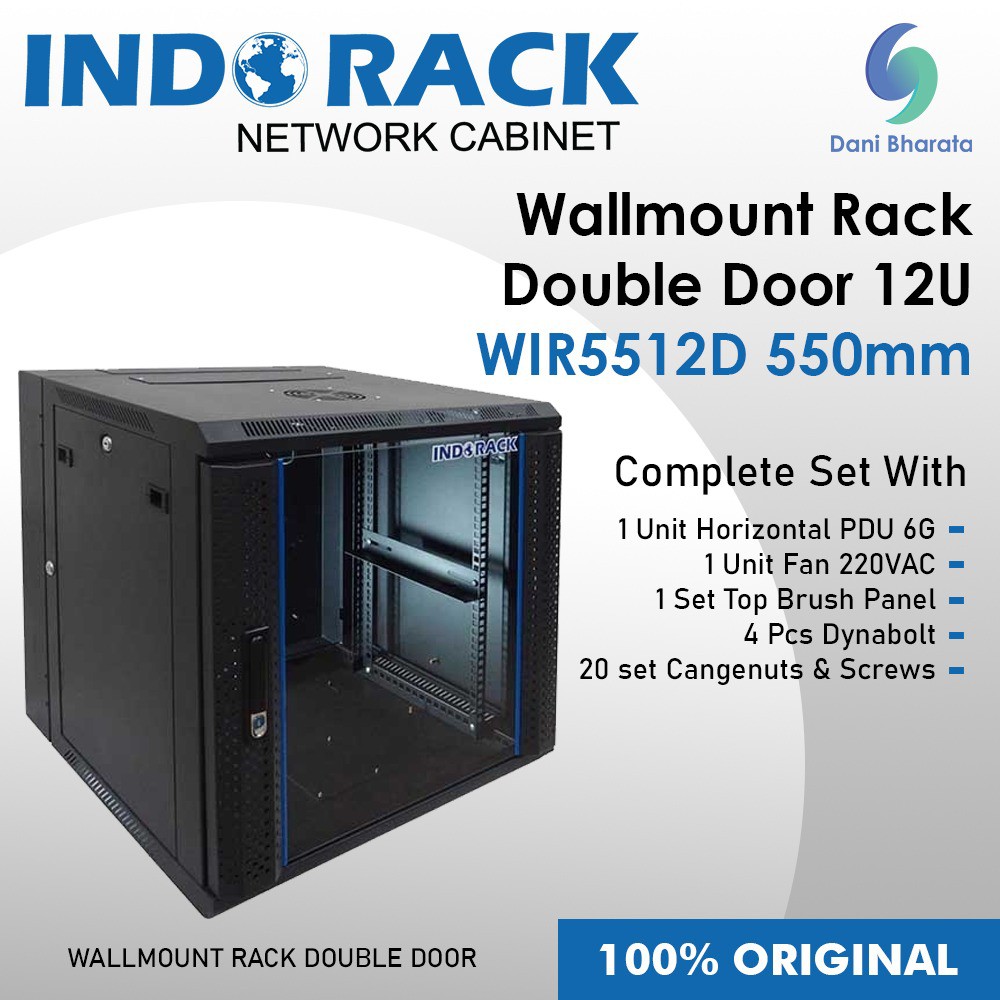 Indorack Rack Server WIR5512D Wallmount Rack Double Door 12U 550mm