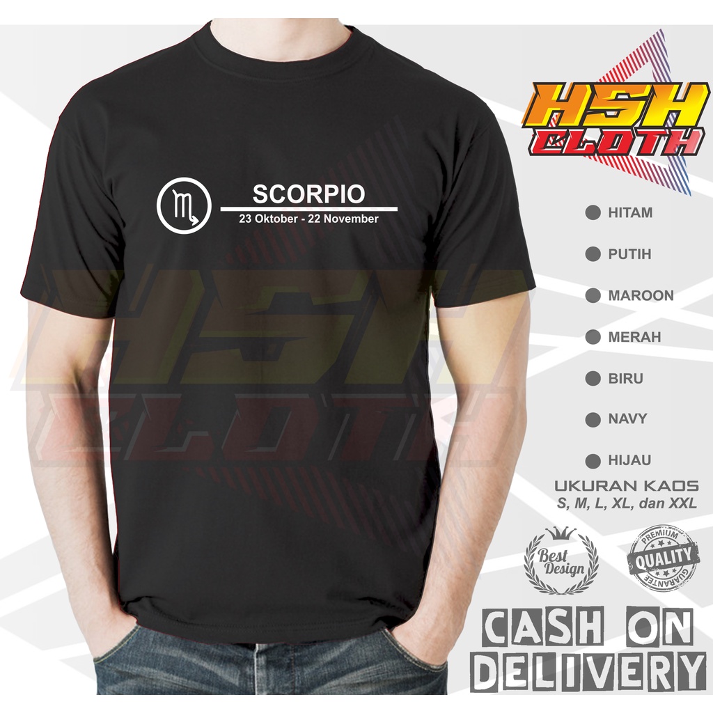 Baju Kaos Distro Scorpio Zodiak Bisa Custom - HSHCloth