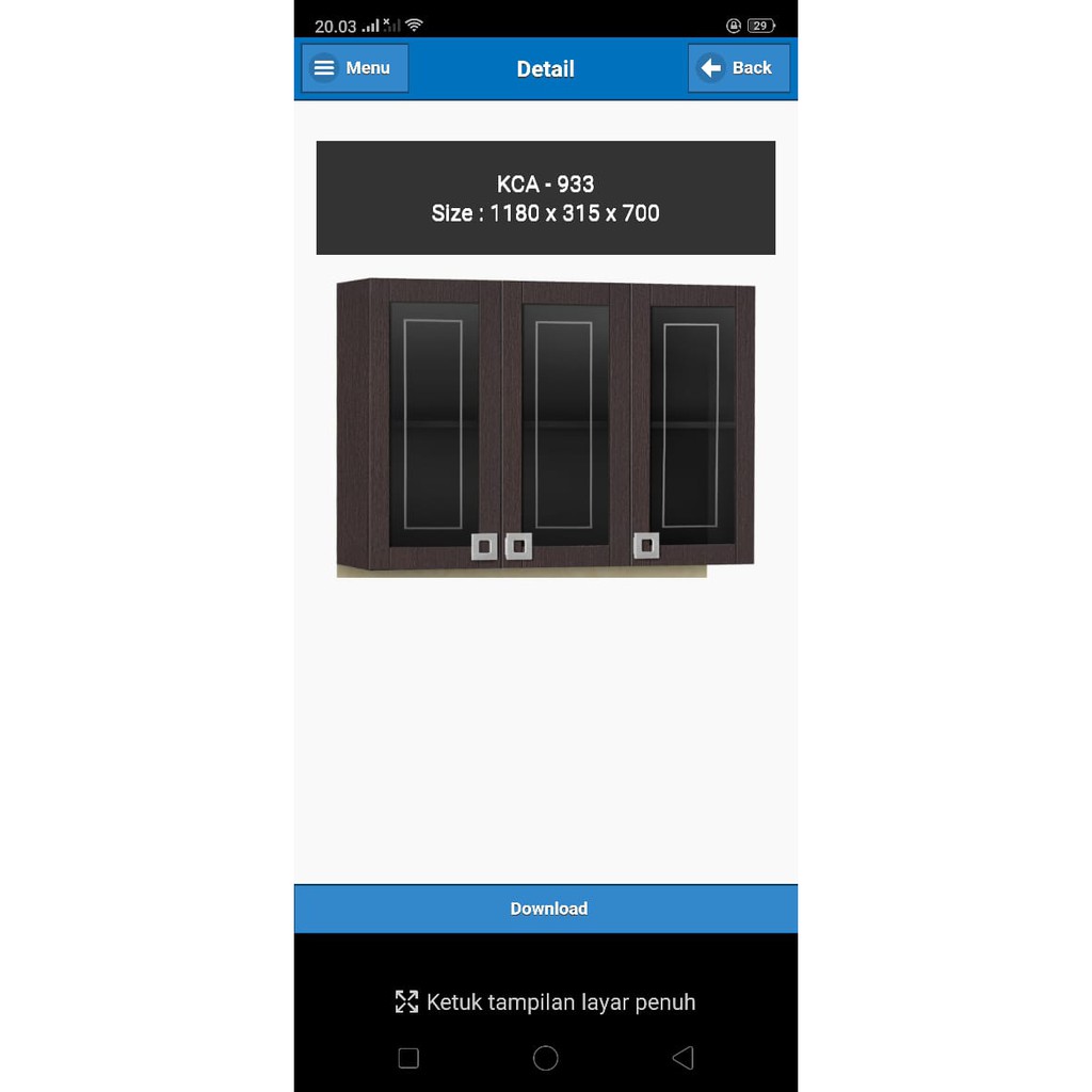 BIG PANEL Lemari Dapur Atas / Kitchen Set Atas pintu kaca
