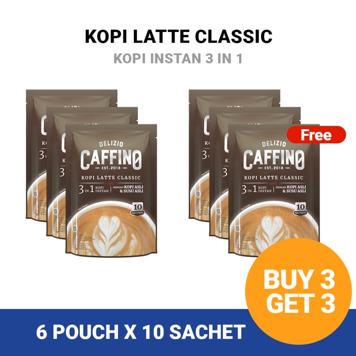 

✨COD✨ Caffino Kopi Latte Classic Pouch [ 20gr x 10 sachets ] BUY 3 GETFREE 3