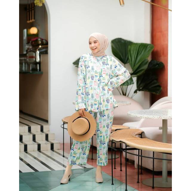 PAKAIAN WANITA - HANA PAJAMAS PANJANG - SETELAN WANITA - BAJU TIDUR - SET CELANA - PAKAIAN TERLARIS