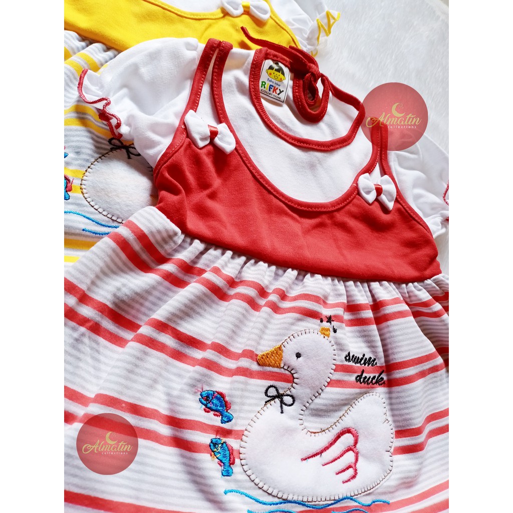 3 Stel Setelan Baju Bayi Perempuan / Baju Bayi Lengan Pendek / Dress Anak 3-18 Bulan Dapat 3 Stel