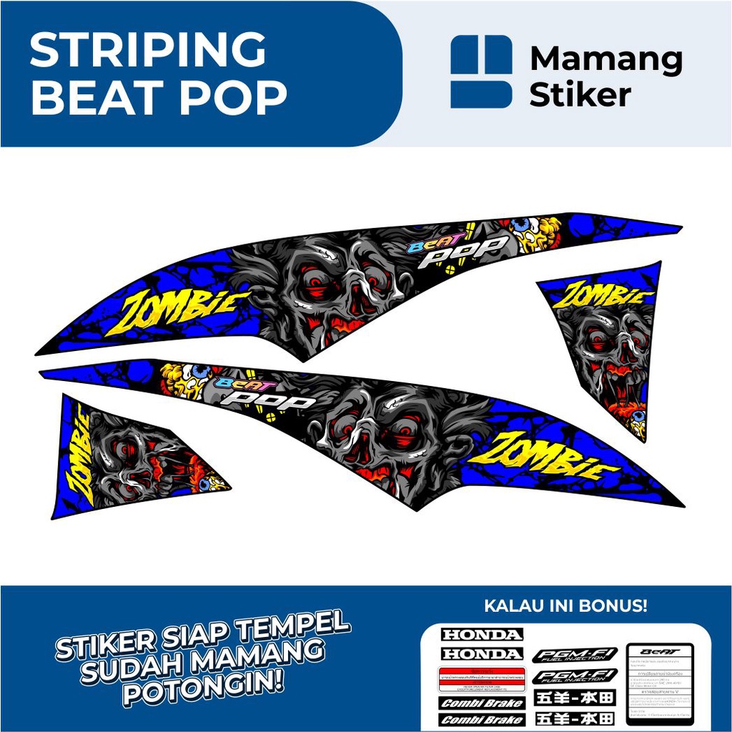 STRIPING HONDA BEAT POP FULL BODY VARIASI 13 ZOMBIE/STIKER BEAT POP FI ORIGINAL/STICKER BEAT POP RAC