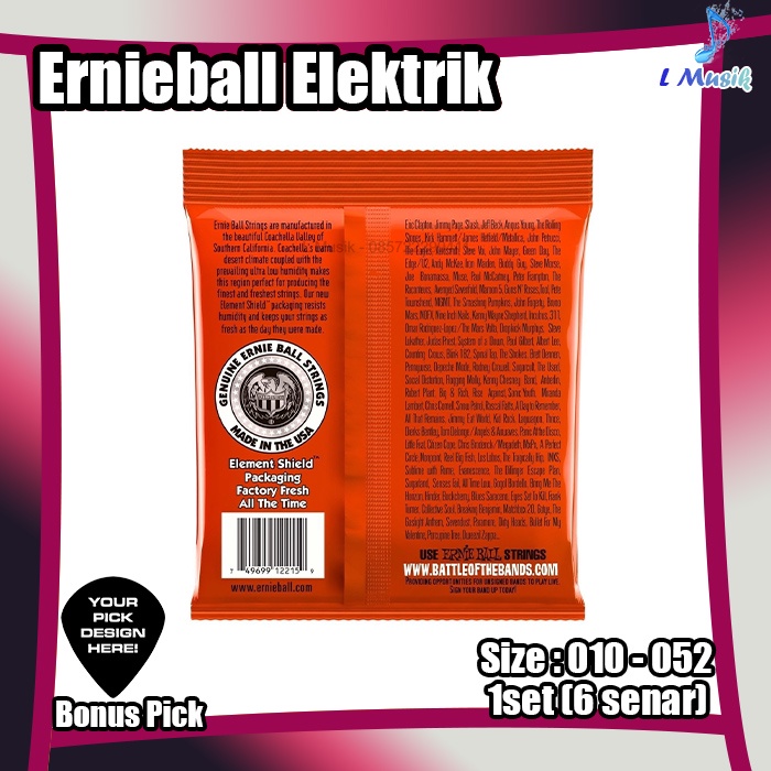 SENAR GITAR ERNIEBALL ELEKTRIK 010 SKINNY TOP HEAVY BOTTOM ELECTRIC GUITAR STRINGS 1 SET ERNIE BALL