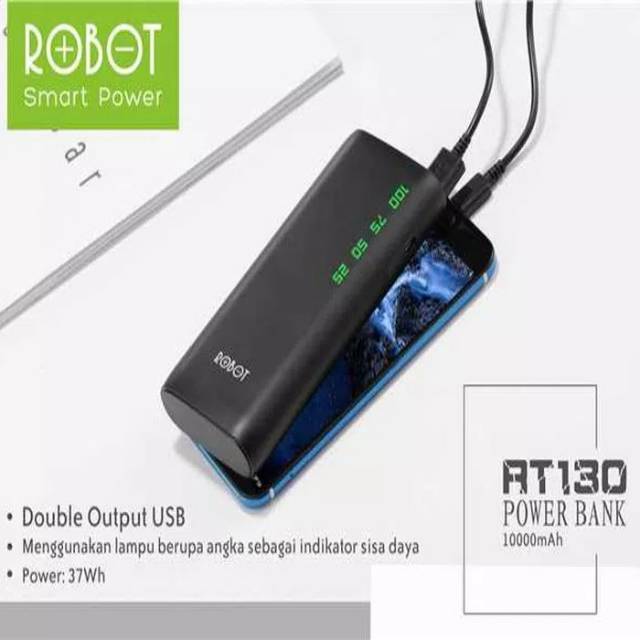 Power Bank Robot Rt130 10000mah Powerbank Rt 130 10000 Mah Original Sb Shopee Indonesia