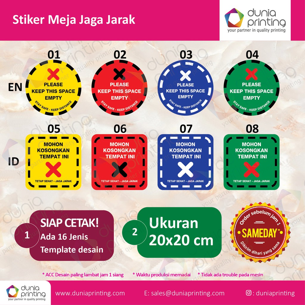 

Stiker Meja / Bangku 02 - Jaga Jarak - ukuran 20 cm