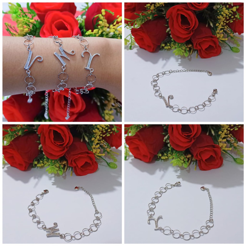 Gelang huruf Inisial Huruf ring bulat A-Z silver gold Chat Kami pilih huruf (COD)