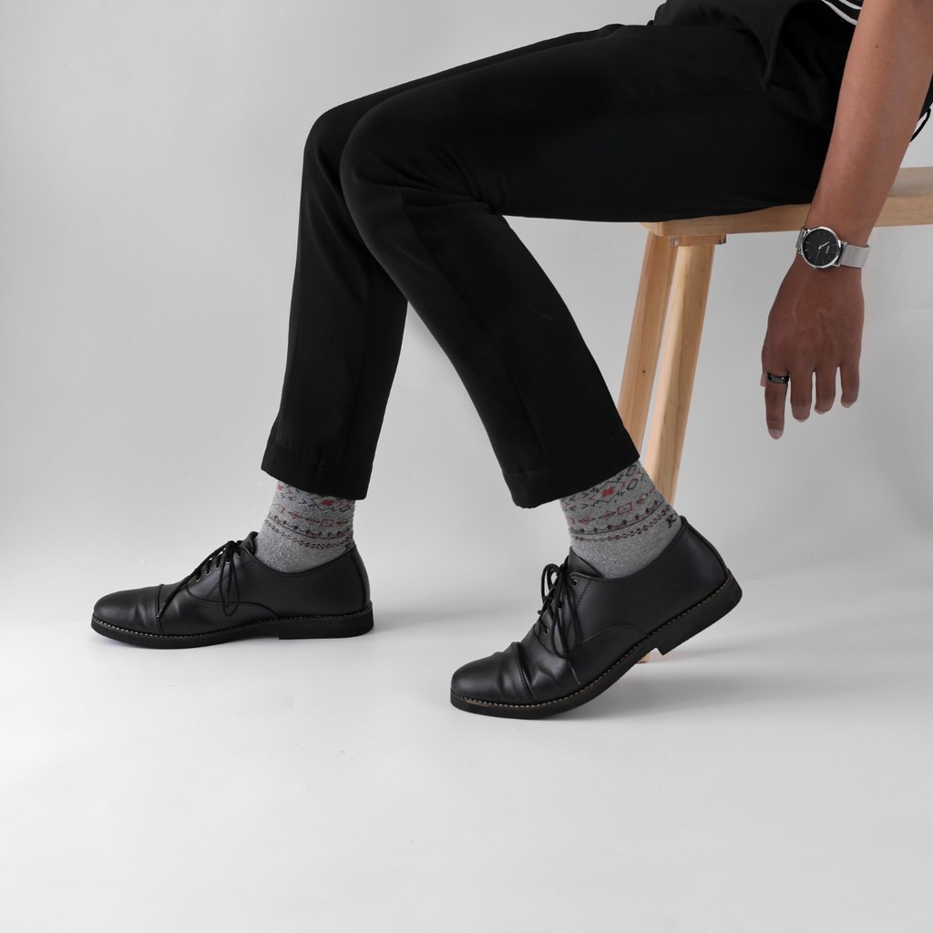 OXFORD BLACK - Sepatu Pantofel Pria Pantofel Hitam Pria Sepatu Pantopel Fantofel Kasual Formal Kerja