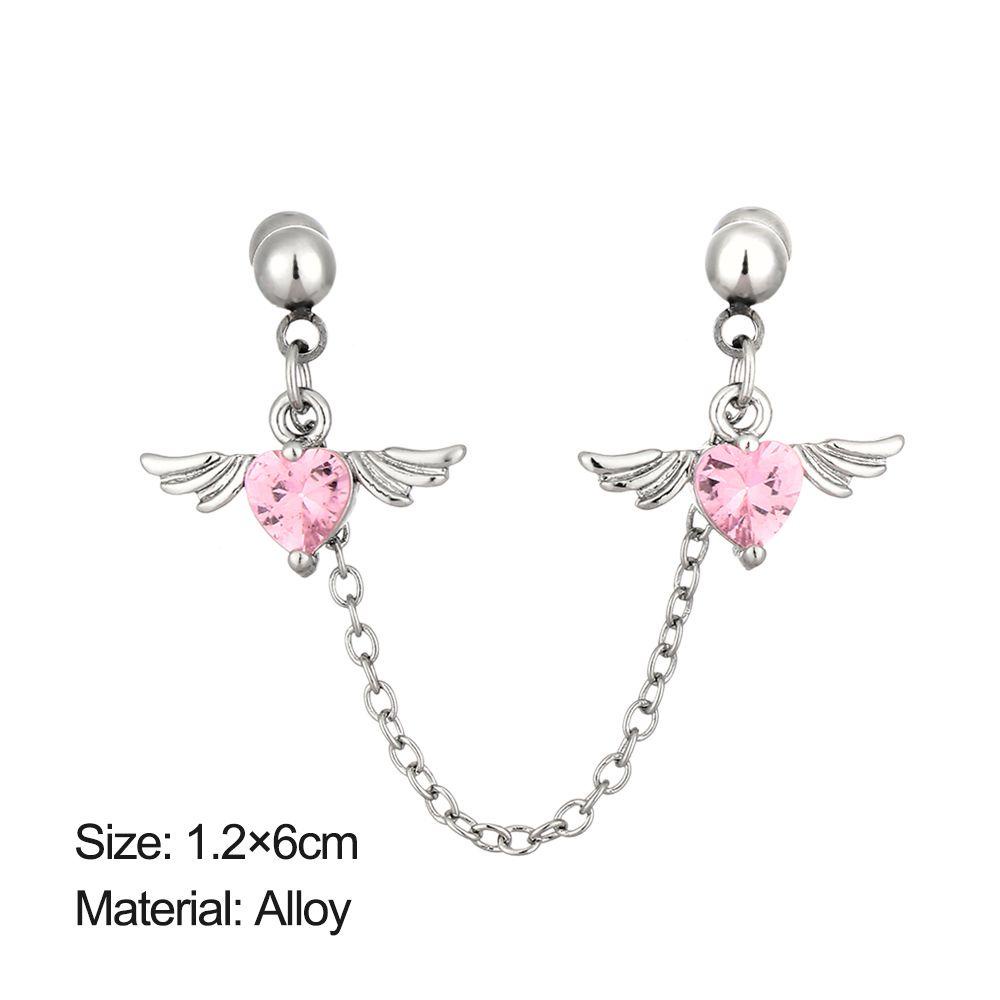 Lily Helix Piercing Anting Rantai Panjang Wanita Cewek 1.2mm Sayap Malaikat