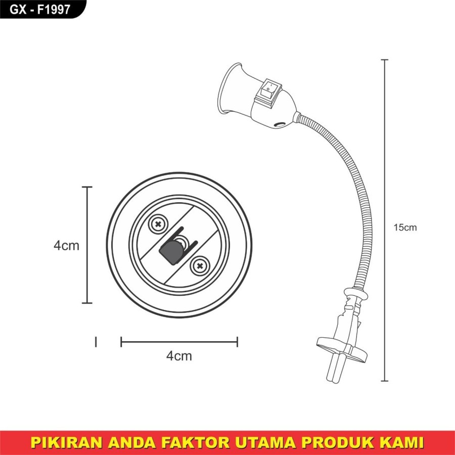 Fitting Elastis Steker E27 Saklar 15 cm Fitting Flexible Super Murah