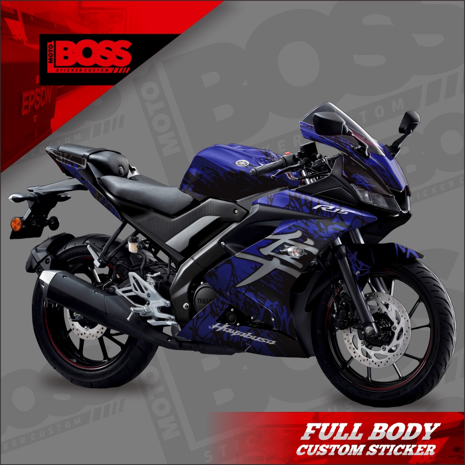 Decal Sticker Yamaha R15 V3 Full Body Striping dekal stiker Full Body R15 V3 Motif blue hayabusa
