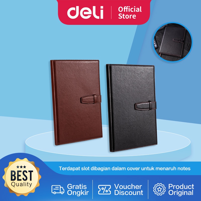 

Deli Leather Cover notebook / Buku Tulis Sampul Kulit ukuran 16k 120 Lembar 7945 random