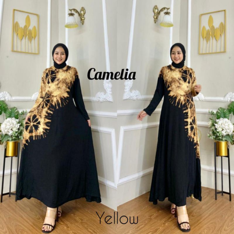 Gamis Black Tiedye Jumbo Abstrak Resleting Depan Busui Bumil Homedress Wanita Kekinian Katun Spandek Adem Terlaris