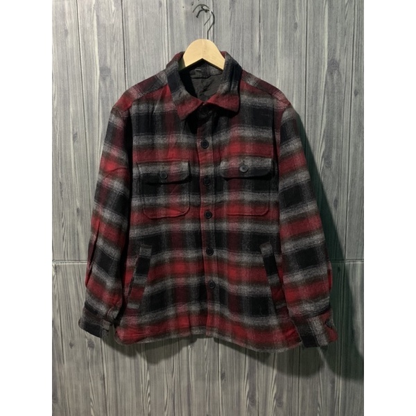 Kemeja Wol Flannel Uniqlo second Puring 4pocked Plaid Jacket like new