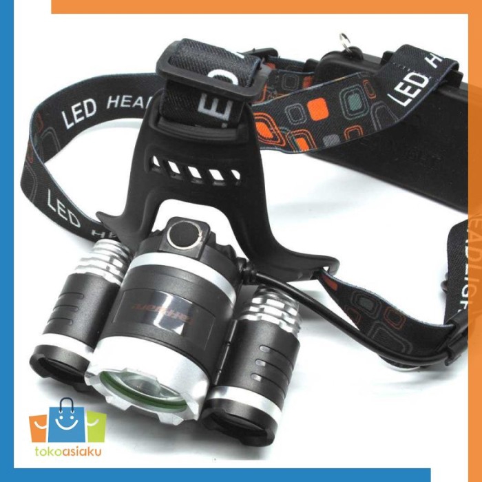 Senter Kepala Headlamp Outdoor Adventure 3 LED 5000 Lumen Cree XML T6