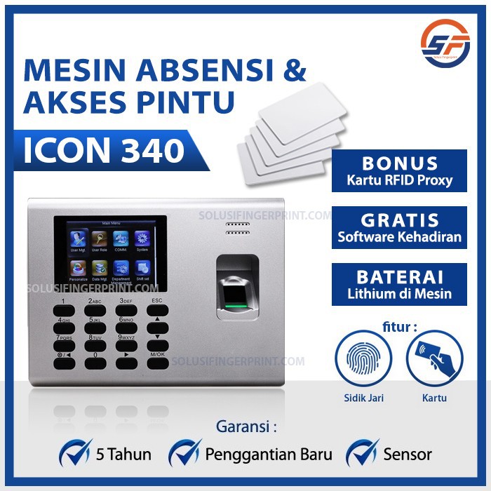 Mesin absen Magic MP340 sidik jari kartu rfid  dan support Akses kontrol pintu Mesin absensi ICON 340